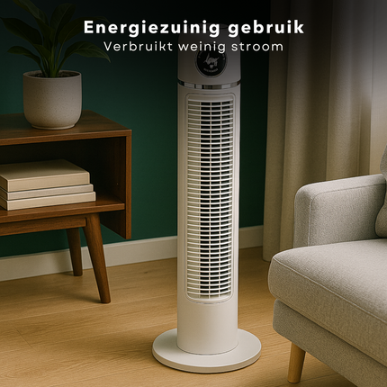 Cheqo® Torenventilator - Ventilator - Fan - Airco Alternatief - Kolomventilator - Stille Ventilator Slaapkamer - Met Afstandsbediening en Oscillatie