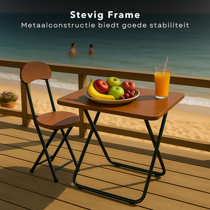 Cheqo® Universele Tafel Set met Stoel - Bureau - Eettafel - Kindertafel - Klaptafel Met Stoel - Ideaal voor Kinderen - Kinderkamer - MDF - Bruin