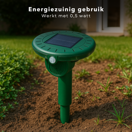 Cheqo® Ultrasone Ongediertje Verjager - Mollen Verjager - Mollenverjager op Zonne Energie - Insectenverjager - Bewegingssensor - Spatwaterdicht - Voor Tuin