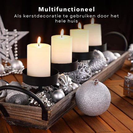 Cheqo® Luxe Kerstballen Set - Kerstballenset - Kerstdecoratie - Kerstboom Versieren - Kerstversiering - Onbreekbaar - Met Ophangoogje - Kerstversiering Kerstboom - Mat - Glans - Glitter - 101 Stuks - Zilver - Verschillende Texturen en Maten - Met Piek Kerstballen