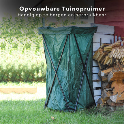 Cheqo® Herbruikbare Staande Tuinafvalzak Met Standaard - 170 Liter - Opvouwbaar - Grote Tuinafvalzak - 45 x 45 x 88 cm - Opvouwbaar - Tuinafvalzak opvouwbaar - Tuinzak - Tuinafval - Bladzakken - Groenafval zak - Waterafstotend - Voor Tuinonderhoud tuinafvalzakken