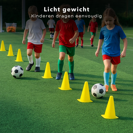 Cheqo® Voetbal Pionnen - Behendigheid En Coördinatie - Pionnen Set - Gele Pilonnen - Stapelbare Pionnen - Lichtgewicht Pionnen - Slalommen Training - Snelheid En Reactievermogen - Voetbal Oefenmateriaal - Kunststof Pion Set