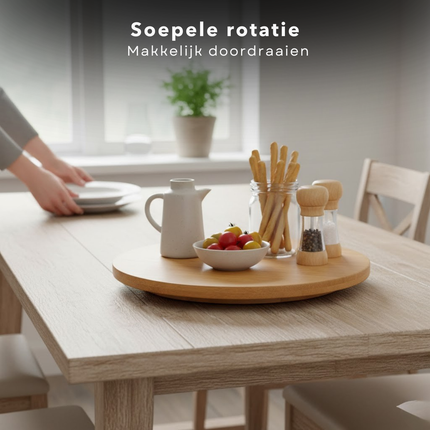 Cheqo® Draaiplateau - Draaibaar Dienblad - Draaibaar Serveerplateau - Serveer Draaiplateau - Draaibaar Serveerbord - Roterend Serveerbord - Serveerplateau - Serveerplank Draaibaar - Draaischijf - Draaischotel