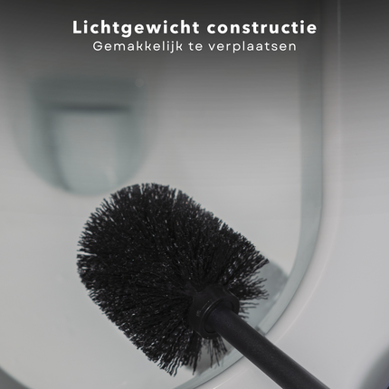 Cheqo® Toiletborstel Set - WC Borstel Set - Toilet Borstel met Houder - Mat Zwart - Kunststof - Met Houder - Modern Design