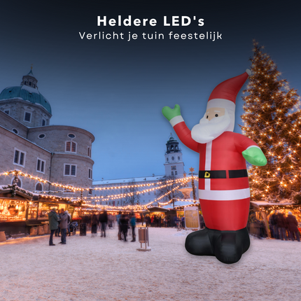 Cheqo® Opblaasbare Kerstman XXL - Kerstman Opblaasbaar - Kerstversiering - 600 cm - LED Verlichting - Weerbestendig Polyester