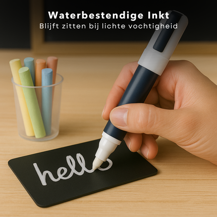 Cheqo® Krijtstiften - Krijt Stift - Krijtbord Stift - Krijt Pen - Krijtbord Pen - Voor Schoolborden en Glas - Uitwisbaar - Set van 2