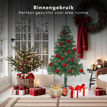 Cheqo® Kunstkerstboom PVC - Kunst Kerstboom - 210 cm - Stalen Standaard - Herbruikbaar - Binnengebruik