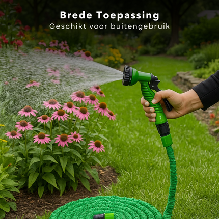 Cheqo® Flexibele Tuinslang Set - Uitrekbare Tuinslang - Tuinsproeier - Waterslang - Flexibele Tuinslang - Uittrekbaar - 10-20M Uitrekbaar - Inclusief Sproeikop - Kunststof