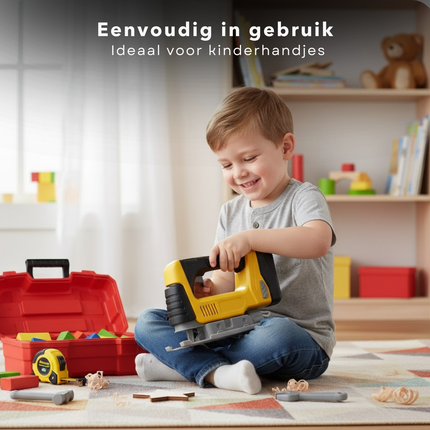 Cheqo® Speelgoed Zaagmachine - Zaag Machine Met Licht - Zaagmachine Met Geluid - ABS Materiaal - Werkt Op Batterijen - Licht En Geluid - Kindergereedschap - Speelgoed Gereedschap - Realistisch Geluid - Speelgoed Zaag
