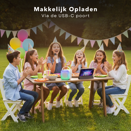 Cheqo® Draadloze Karaoke Set - Karaoke Set Mini - Compacte Karaoke Set - Draadloze Microfoon - RGB-Verlichting - Karaoke Voor Kinderen - Karaoke Voor Volwassenen - Bluetooth - AUX- USB - Party Speaker - Bluetooth Speaker