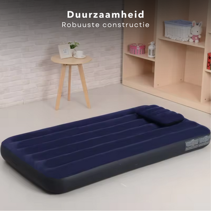 Cheqo® Luchtbed - Opblaasbaar Matras 1 Persoon - Comfortabel Single Airbed voor Camping - 191x76x25 cm - Pluche Slaapoppervlak - Ideaal voor Outdoor