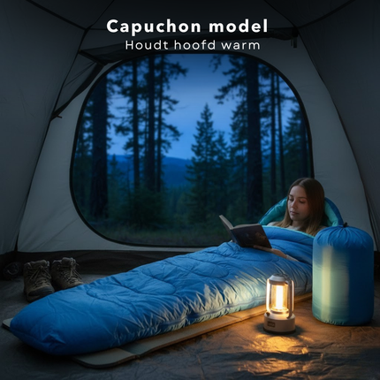 Cheqo® Mummy Slaapzak - Slaapzak Volwassenen - Blauwe Slaapzak - Slaapzak Kamperen - Zomerslaapzak - Slaapzak Zomer - Slaapzak Met Capuchon - Slaapzak Hiken - Slaapzak Backpacken - Slaapzak Festival - Outdoor Slaapzak