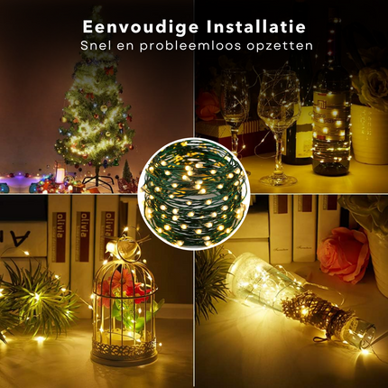 Cheqo® Kerstverlichting - Kerstboomverlichting - Kerstlampjes - Sfeerverlichting - LED Verlichting - Voor Binnen en Buiten - Tuinverlichting - Feestverlichting - Lichtsnoer - 1000 LED's - 30 meter - Warm Wit - 8 Lichtfuncties - Soft Wire Kerstboomverlichting