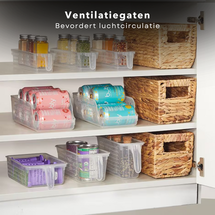 Cheqo® Keuken Organizer - Keukenkast Organizer - Koelkast Organizer - Koelkast Bakje - Transparant Plastic - Handige Opbergbak