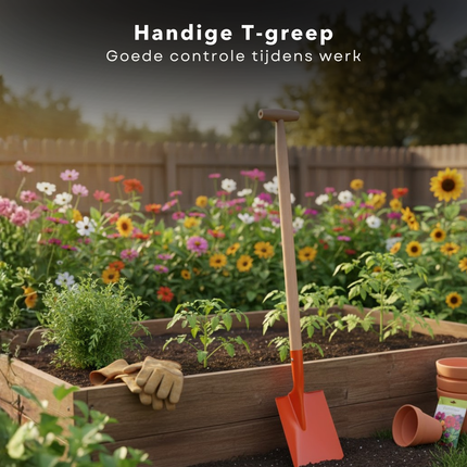 Cheqo® Metalen Schep - Houten Steel - 65 cm - Tuinschep - Willekeurige Uitvoering - Metaal En Hout - Schop - Schep - Sneeuwschep