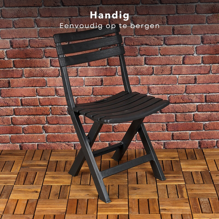 Cheqo® Set van 4 Inklapbare Tuinstoelen - Lichtgewicht Tuinstoelen voor Buiten - Comfortabele Tuinstoelen - 44 x 41 x H 78 cm - Max. Belasting 120 kg - Praktische Tuinstoelen Set - Zwart