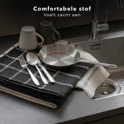 Cheqo® Theedoeken Set - Keukendoeken Set - Katoenmix - 10 Stuks - Absorbeert Goed - Drogen Van Servies - Drogen Van Glazen - Drogen Van Werkbladen - Machinewasbaar Op 30 °C - Neutraal Ontwerp - Thuisgebruik - Horeca Voorraad