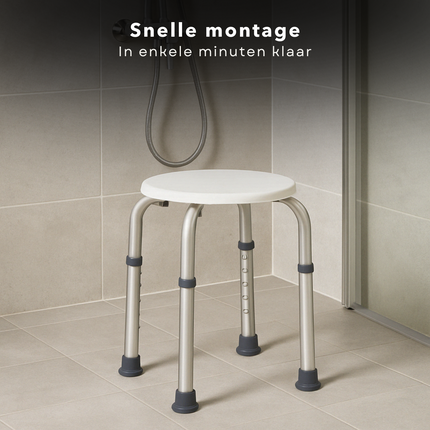 Cheqo® Douchekruk Verstelbaar - Douche Stoel - Douchestoel - Anti-Slip - Badkamer Kruk - Aluminium - 150 kg