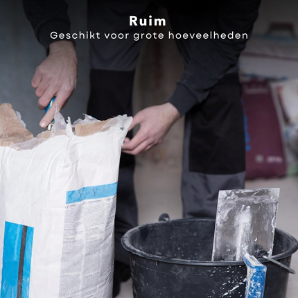 Cheqo® Zwarte Kunststof Emmer - 12 Liter - Met Schenktuit - Ideaal voor Bouw en Verf