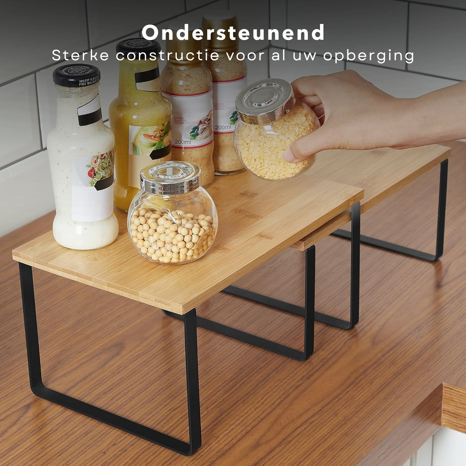 FEXPLENDID bamboe tafelrek, 40 x 40 x 21 cm, kruidenrek hout, keukenorganizer, wasruimte en kantoor FEXPLENDID bamboe tafelrek, 40 x 40 x 21 cm, kruidenrek hout, keukenorganizer, wasruimte en kantoor