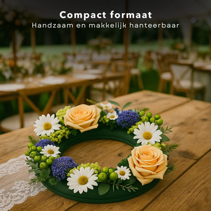 Cheqo® Steekschuim Ring - Kerstkrans Maken - Oase Ring - Nat Steekschuim - Groen Steekschuim - Kerstdecoratie - Bloemen Water Geven - Bloemen Op Hun Plaats - Diameter 25 Cm - Ronde Steekschuim - Kerstkrans Decoratie - Steekschuim Voor Bloemen