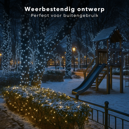 Cheqo® Kerstverlichting - Kerstlampjes - Kerstboomverlichting Wit - 576 LED Lampjes - Koel Wit Licht - Verlichte Lengte 740 CM - Kerstverlichting Binnen en Buiten - IP44 Adapter - 8 Lichtfuncties - Automatische Timer - Geheugenfunctie