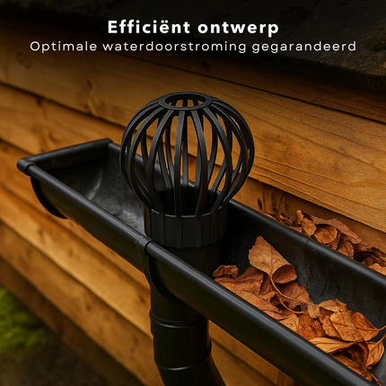 Cheqo® Dakgootbeschermer - Bladvanger - Tegen Bladeren In Dakgoot - Set Van 2 Stuks - Boldraadrooster - Bladfilter Dakgoten - Regenpijp Filter - Anti Verstopping - Eenvoudig In Gebruik - Regenpijp Beschermer - 12 cm diameter