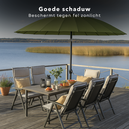 Cheqo® Shanghai Parasol - 270 cm Groen - Aluminium & Polyester - Stokparasol