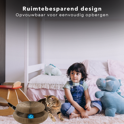 Cheqo® Krabkarton Kat - Opvouwbaar Kattenspeelgoed - Krabtoren - Flexibel Krabmeubel - Duurzaam Karton - 3 Stuks