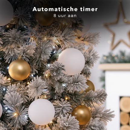 Cheqo® Kerstverlichting - Kerstlampjes - Kerstboomverlichting - 384 LED - Twotone Verlichting - Warm Wit en Wit - 8 Lichtfuncties - Automatische Timer - Binnen en Buiten - IP44 Adapter - Cluster Kerstverlichting - 490 CM Lengte - Geheugenfunctie
