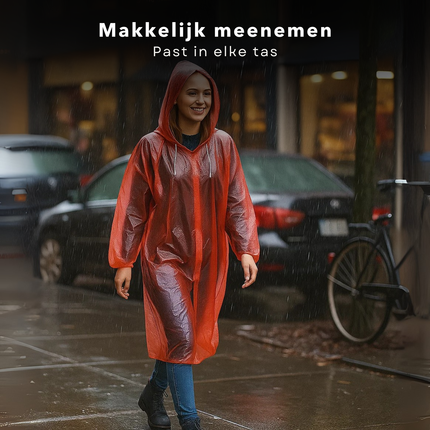 Cheqo® Transparante Poncho - Poncho Voor Volwassenen - Kunststof Poncho - Festival Poncho - Regenponcho - Waterdichte Poncho - Regen Poncho Festival - Willekeurige Kleur Poncho - Poncho Multicolor - Regenponcho Volwassenen