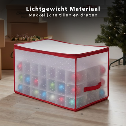 Cheqo® Kerstballen Opbergdoos - Opvouwbare Opbergdoos - Opbergbox Voor Kerstballen - Kerstdecoratie Opbergen - Opbergood Voor Kerstballen - Opbergdoos Met Rits - Kunststof Opbergdoos - Kerstbal Organizer