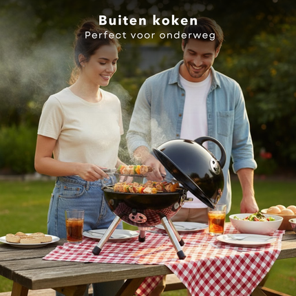 Cheqo® Kogelbarbecue - Houtskoolbarbecue - Houtskool Bbq - Kogel Bbq - Kolenbarbecue - Kogelgrill - Ronde Barbecue - Ronde Bbq - Barbecue Met Deksel - Houtskoolgrill - Draagbare Houtskool Bbq - Draagbare Barbecue