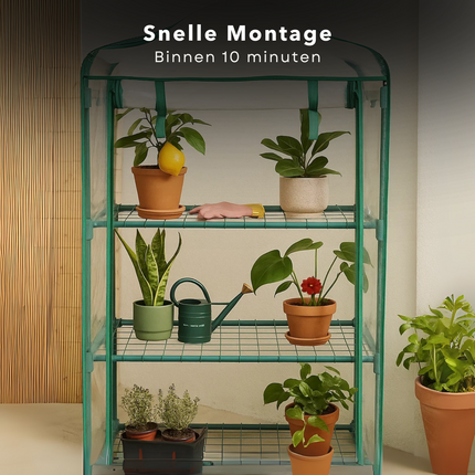 Cheqo® Kweekkas - Compacte Broeikas - Plantenkas Metalen Frame - Foliekas - Kas - Broeikas - Kas voor Moestuin - Compacte Tuinkas - Waterdicht