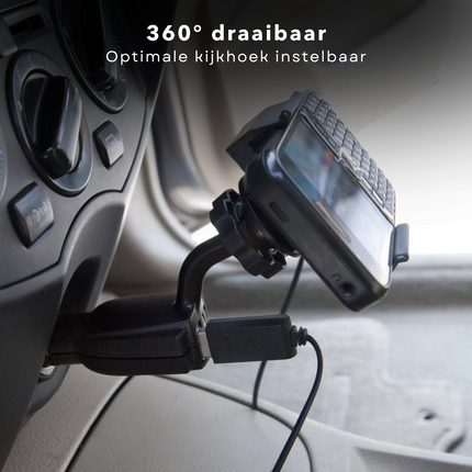 Cheqo® Telefoonhouder Auto - Telefoon Houder - Auto Oplader - Draaibare USB Oplader - Universeel - Veilig Navigeren - Kunststof