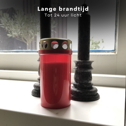 Cheqo® Herdenkingslicht Set - Noveenkaarsen - Noveenkaars - Herdenkingslichten Set - Rood/Goud - Grafkaarsen met Deksel - 5 Stuks - Voor Buiten