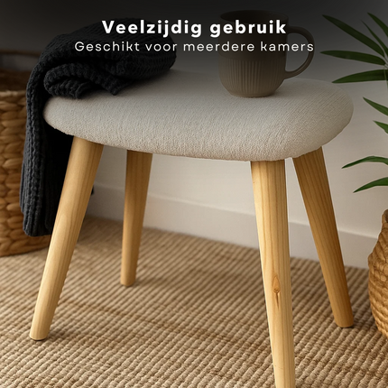 Cheqo® Krukje Wit - Houten Poten - Kruk - Stoeltje - Bijzettafel - Tafeltje - Teddy - Poef