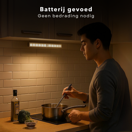 Cheqo® Kastverlichting LED met Vewegingssensor- Keukenverlichting op Batterij - LED Kast Verlichting Draadloos - Kastlamp met Sensor - Lamp met Sensor - Sensor Verlichting Kast - Keuken en Slaapkamer