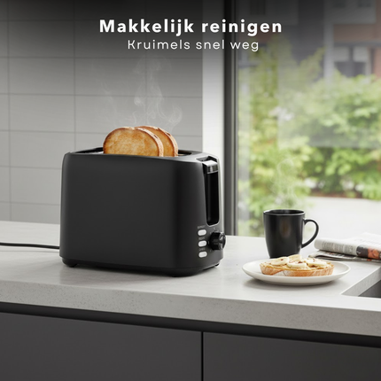 Cheqo® Compacte Broodrooster – Toaster – Brood Rooster – 7 Niveaus – Stopknop – Opwarmfunctie – Ontdooistand – Indicatielampje – Automatische Uitwerp – Kruimellade – Anti-Slip Voetjes - Broodtoaster - Brood Toasten