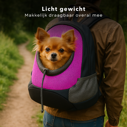 Cheqo® Honden Draagtas - Hongenrugzak - Draagzak Hond - Kleine Honden Rugzak - Dierentas - Ook voor Katten - Polyester - Roze