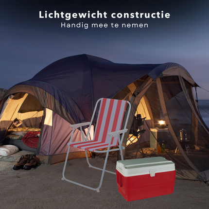 Cheqo® Klapstoel Strand - Compact en Lichtgewicht - Opvouwbare Strandstoel - Duurzaam Materiaal - Stijlvol Rood - Comfortabel en Weerbestendig - Ideaal voor Strand, Camping, Tuin