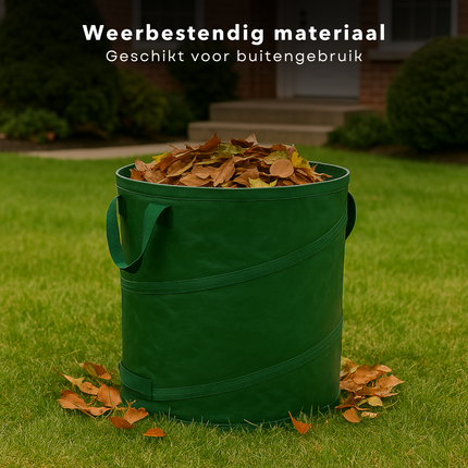 Cheqo® Opvouwbare XXL Tuinafvalzak -  Opvouwbare afvalzak - Afvalzakken - Prullenbak - Tuinzak - Wasmand - Tuinafval Zak - Bladzakken - Grote Zak met Hengsels - Duurzaam en Handig