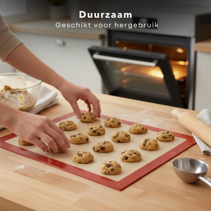 Cheqo® Bakmat - Siliconen Bakmat - Ovenmat - Siliconen Ovenmat - Antikleef Bakmat - Herbruikbare Bakmat - Deegmat - Siliconen Deegmat - Patisseriemat - Bakmat Macarons - Bakmat Voor Kneden