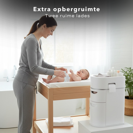 Cheqo® Smalle Badkamerkast - Hoge Badkamerkast - Badkamerkast Vrijstaand - Staande Badkamerkast - Badkamerkast Met Schuiflades - Badkamerkast Op Wieltjes - Witte Badkamerkast