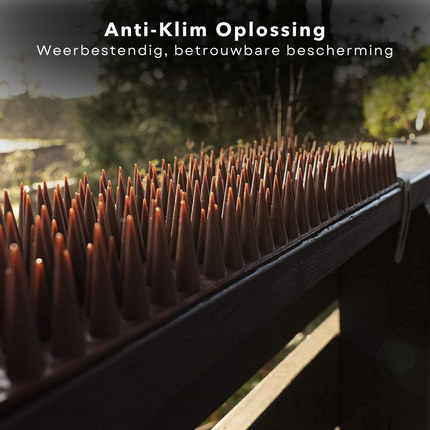 Cheqo® Anti-Klim Strips - Anti-Inbraakstrips - Flexibele Kunststof Strips - 4 Stuks - 50 x 10 x 2,5 cm - Bruin - Tegen Dieven - Dieren - Katten - Vogels - Duivenwering - Vogelwering - Kattenverjager - Vogelpinnen - Balkon - Kunststof - Tuinbeveiliging Antiklimstrips
