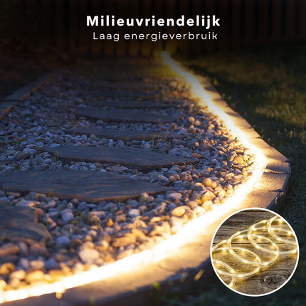 Cheqo® Flexibele LED Lichtslang - 9 Meter - Buitenverlichting - Feestverlichting - Voor Binnen en Buiten - LED Verlichting - 24 LED's - Aansluitsnoer 150 cm - Lange Levensduur - Sfeerverlichting Lichtsnoer