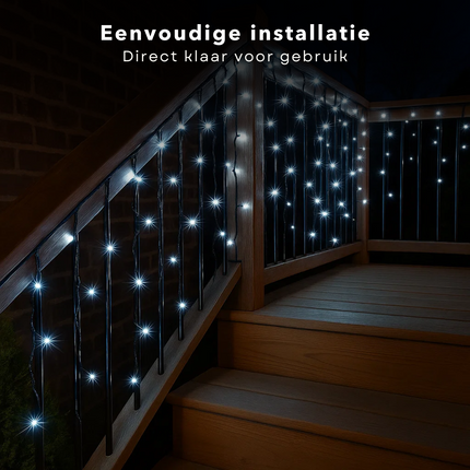 Cheqo® Ijspegel Verlichting - Kerstverlichting Buiten - Ijspegelverlichting 360 LED - Wit Licht - Koelwit - 12 Meter Lengte - 8 Lichtfuncties - met Timer - Geheugenfunctie - IP44 Adapter - Geschikt voor Buiten
