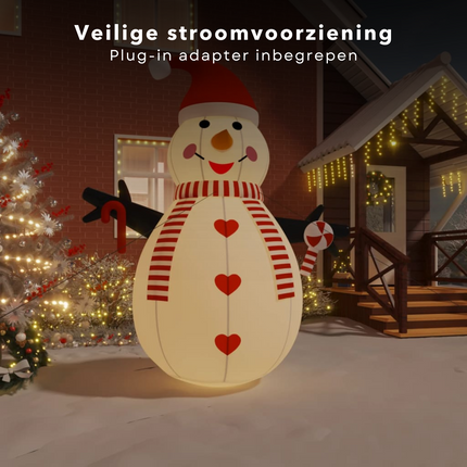 Cheqo® Opblaasbare Sneeuwpop - Sneeuwpop Opblaasbaar - Sneeuwman - 360 cm Kerstdecoratie - Weerbestendig Oxford Stof