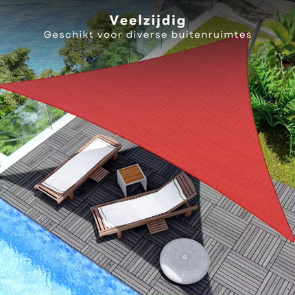 Cheqo® Schaduwdoek Driehoek - Terra Rood - Waterafstotend Polyester 100% - Compleet met Touw - Verpakt in Afsluitbare Draagzak - 360x360x360cm