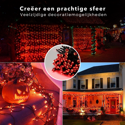 Cheqo® Kerstverlichting - Kerstboomverlichting - Kerstlampjes - Sfeerverlichting - LED Verlichting - Voor Binnen en Buiten - Tuinverlichting - Feestverlichting - Lichtsnoer - Rood - Timer - 120 LED's - 9M - 8 Lichtfuncties Kerstboomverlichting